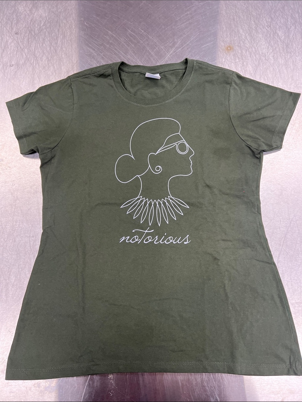 Notorious RBG Olive Green Graphic Tee for Women - Great to Add To Bundle